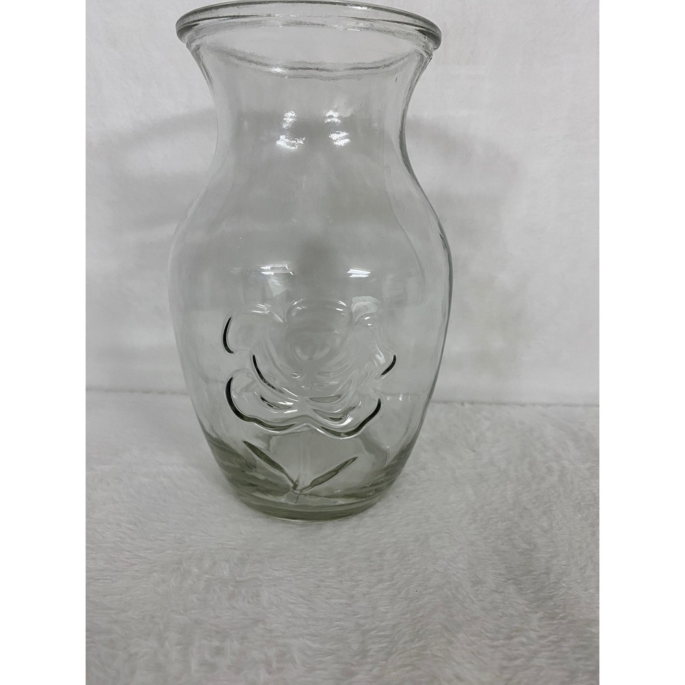 Clear Glass Rose Flower Embossed Vase Bud Vase‎ Home Decor Floral Display